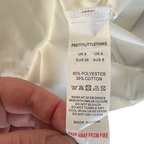 PRETTY LITTLE THING White Oversized Button-Up Relaxed Fit Dress Shirt Size 4 NWT - Picture 3 of 9